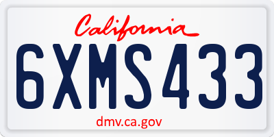 CA license plate 6XMS433