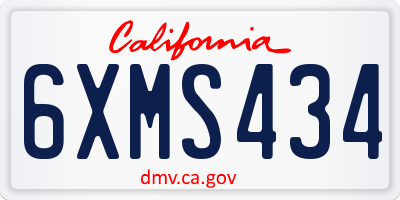 CA license plate 6XMS434
