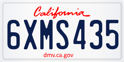 CA license plate 6XMS435