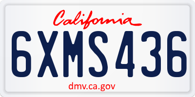 CA license plate 6XMS436