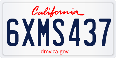CA license plate 6XMS437