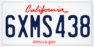 CA license plate 6XMS438