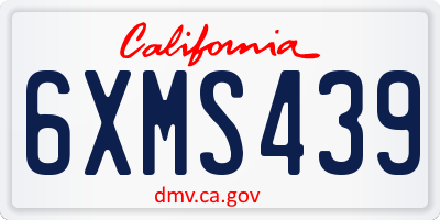 CA license plate 6XMS439