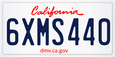CA license plate 6XMS440