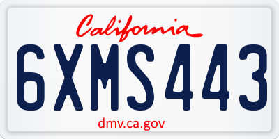 CA license plate 6XMS443