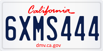 CA license plate 6XMS444