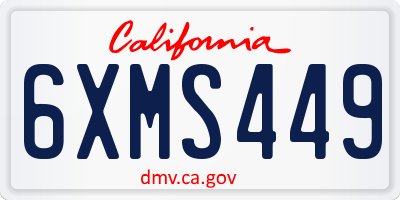 CA license plate 6XMS449