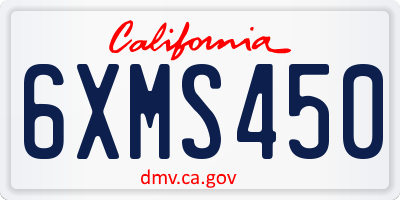 CA license plate 6XMS450