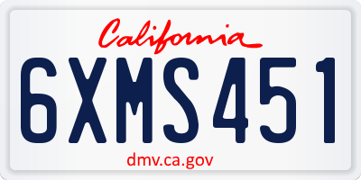 CA license plate 6XMS451