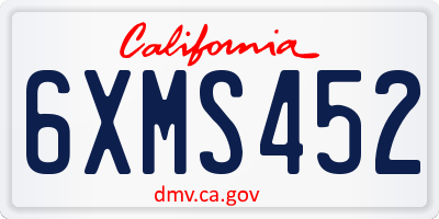 CA license plate 6XMS452
