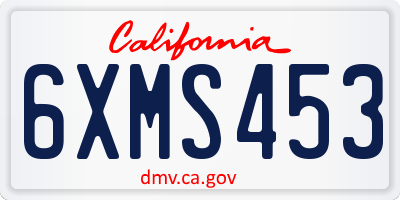 CA license plate 6XMS453