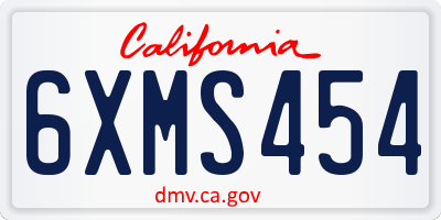 CA license plate 6XMS454