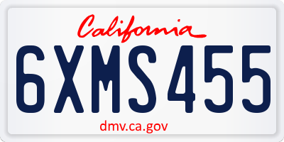 CA license plate 6XMS455