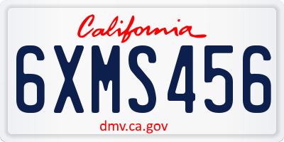 CA license plate 6XMS456
