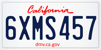 CA license plate 6XMS457
