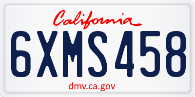 CA license plate 6XMS458