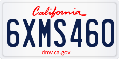 CA license plate 6XMS460
