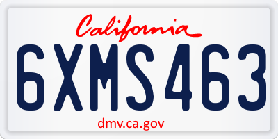 CA license plate 6XMS463