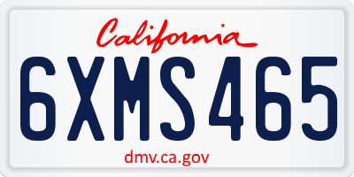CA license plate 6XMS465