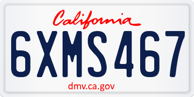 CA license plate 6XMS467