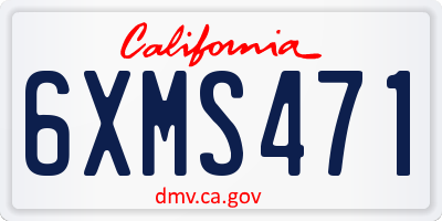 CA license plate 6XMS471