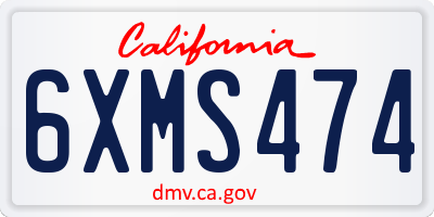 CA license plate 6XMS474