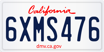 CA license plate 6XMS476