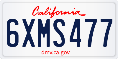 CA license plate 6XMS477