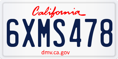 CA license plate 6XMS478