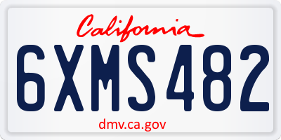 CA license plate 6XMS482