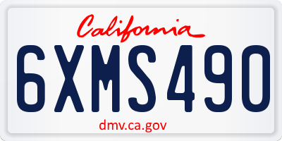CA license plate 6XMS490