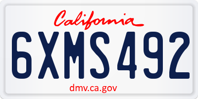 CA license plate 6XMS492