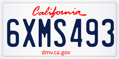 CA license plate 6XMS493