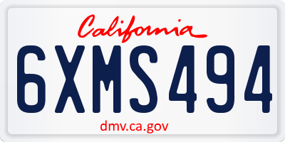 CA license plate 6XMS494