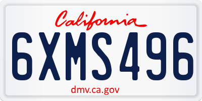 CA license plate 6XMS496