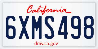 CA license plate 6XMS498