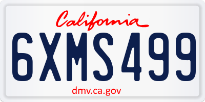CA license plate 6XMS499