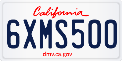 CA license plate 6XMS500