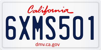 CA license plate 6XMS501