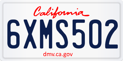 CA license plate 6XMS502