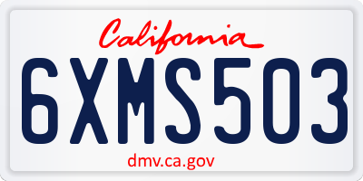 CA license plate 6XMS503