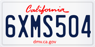 CA license plate 6XMS504