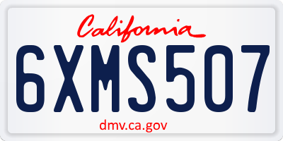 CA license plate 6XMS507