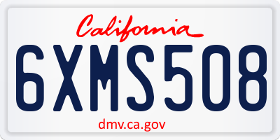CA license plate 6XMS508