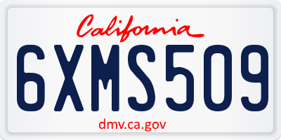 CA license plate 6XMS509