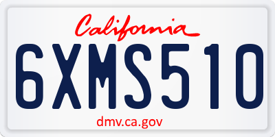 CA license plate 6XMS510