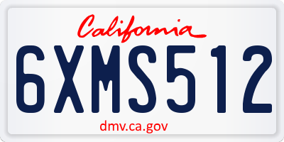 CA license plate 6XMS512