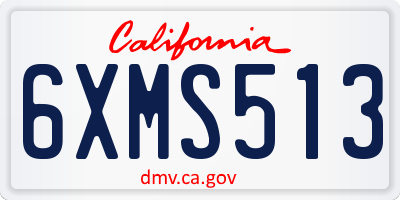 CA license plate 6XMS513