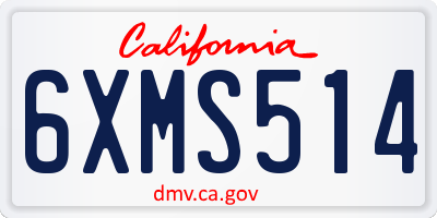 CA license plate 6XMS514