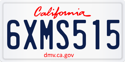 CA license plate 6XMS515